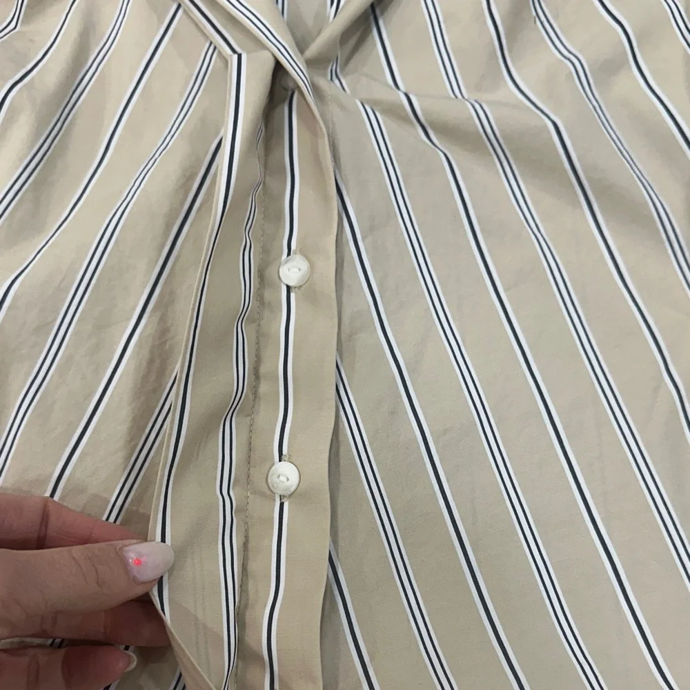 rag & bone Cream and Blue Striped Short-Sleeve Button-Down - Picture 3 of 7